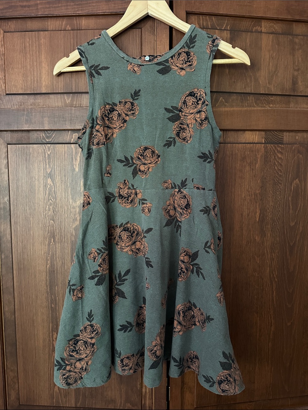 Vans Olive Skater Mini Dress with Rust Floral Print